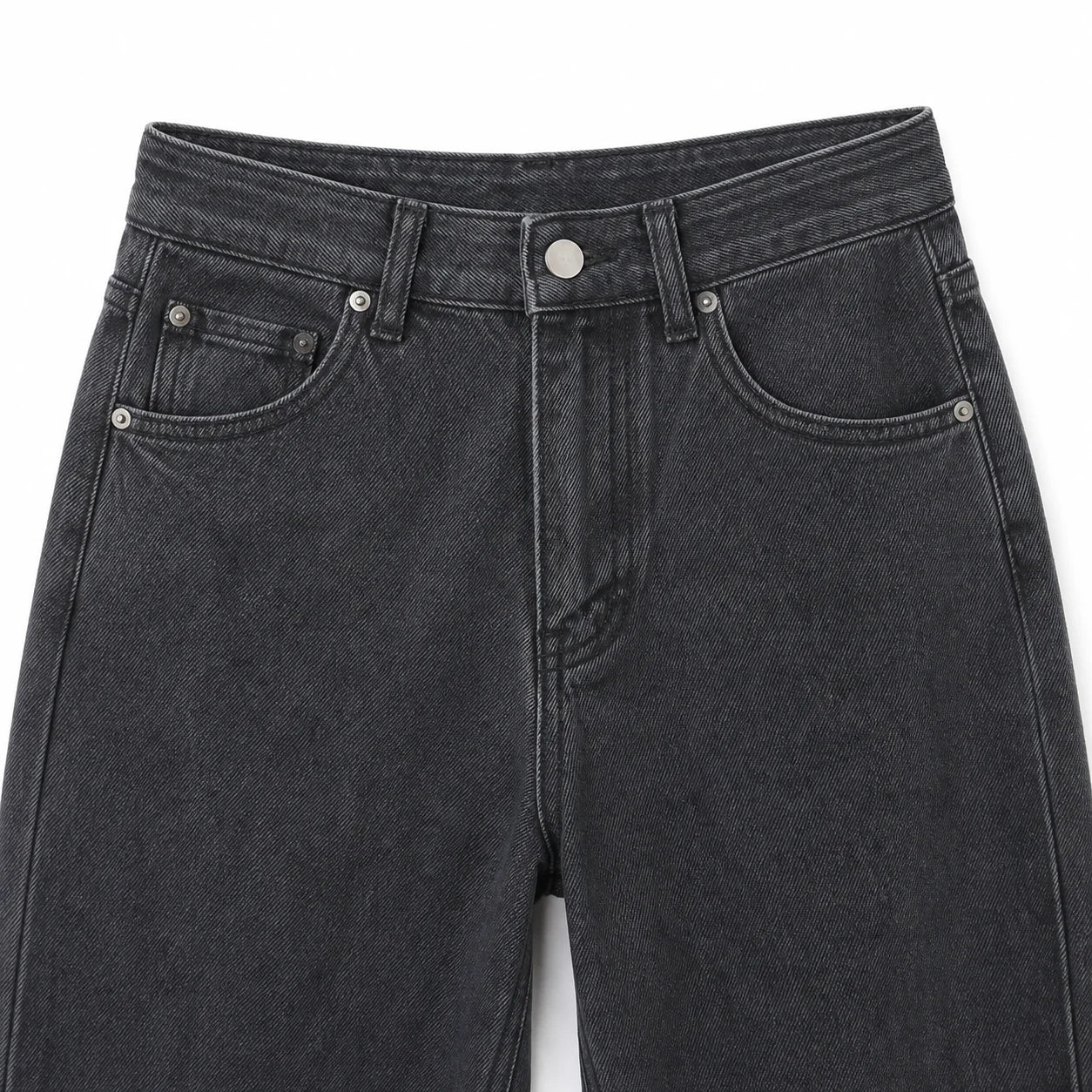 Jean large taille haute gris délavé