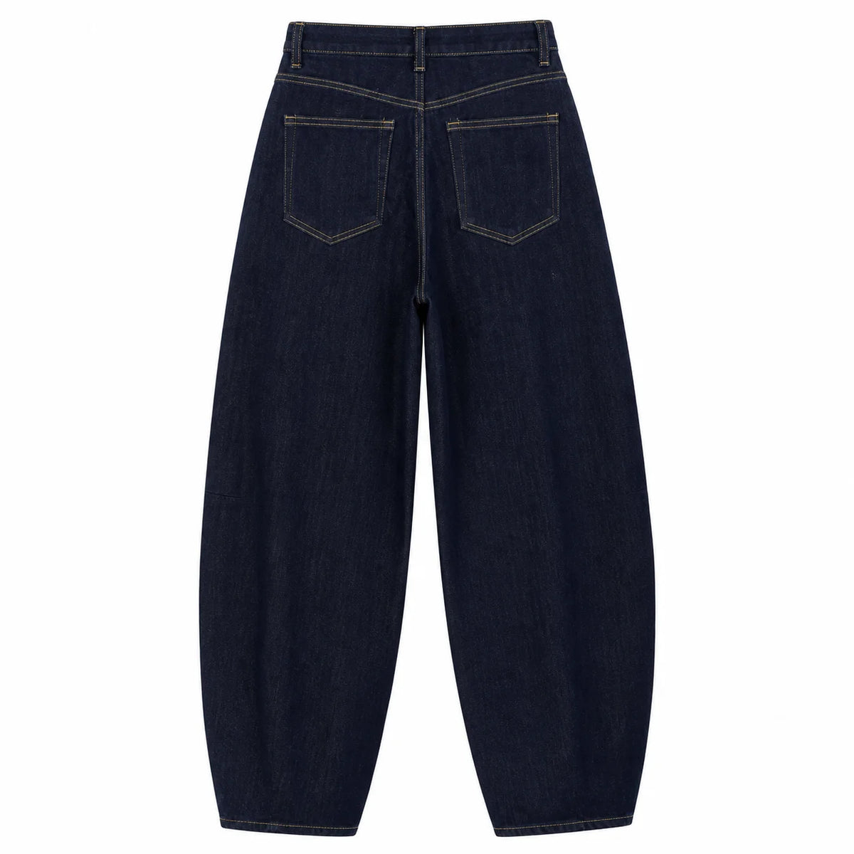 Jean barrel taille haute bleu denim