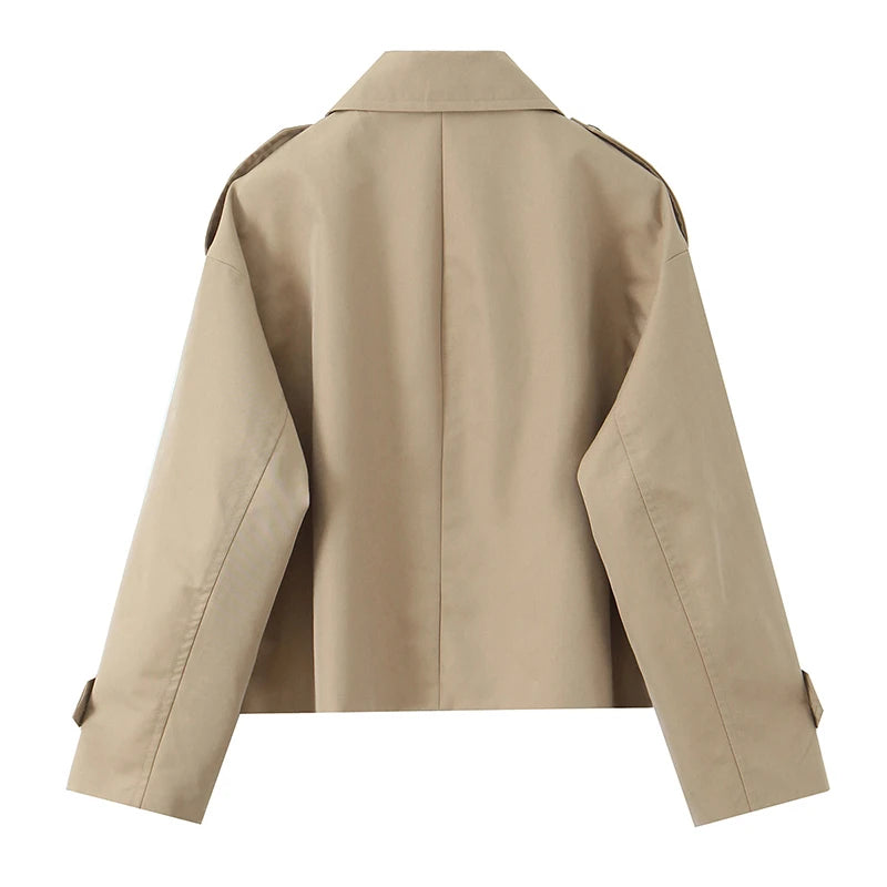 Trench court croisé beige