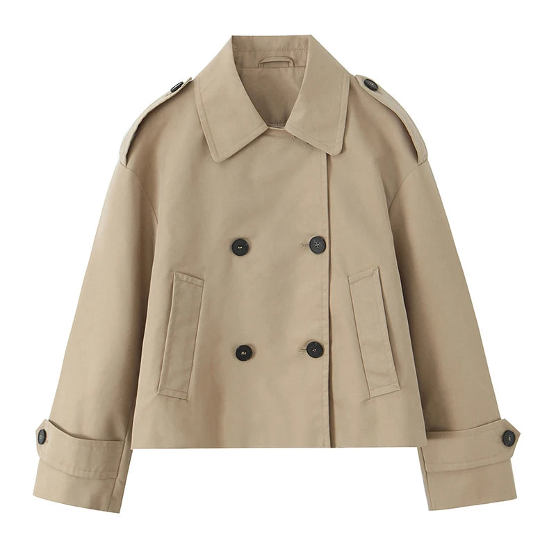 Trench court croisé beige