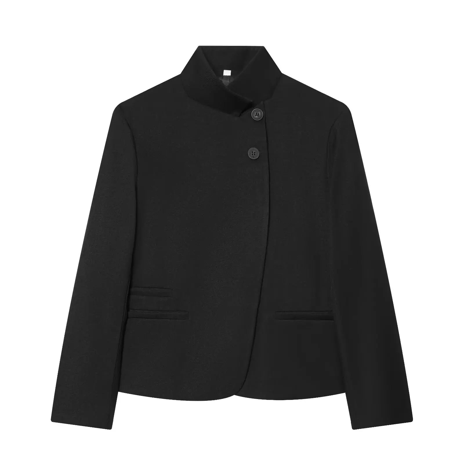 Blazer noir à col montant boutonné