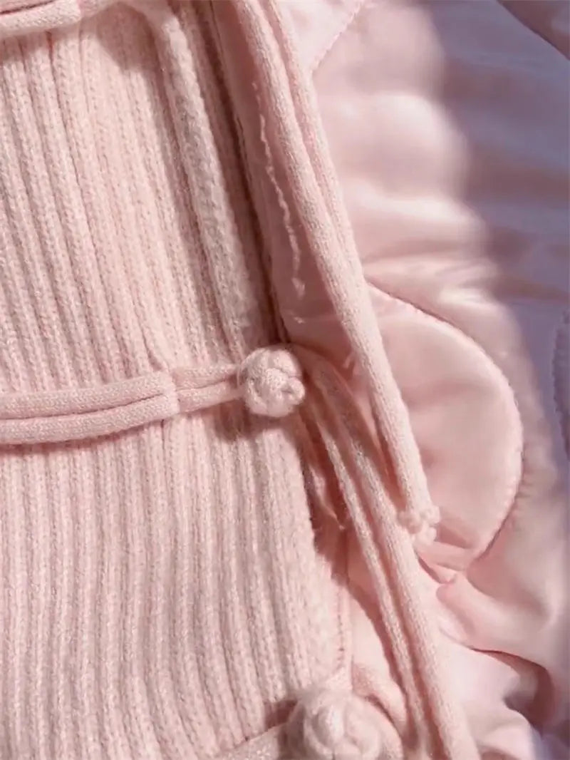 Veste matelassée oversize à col châle rose