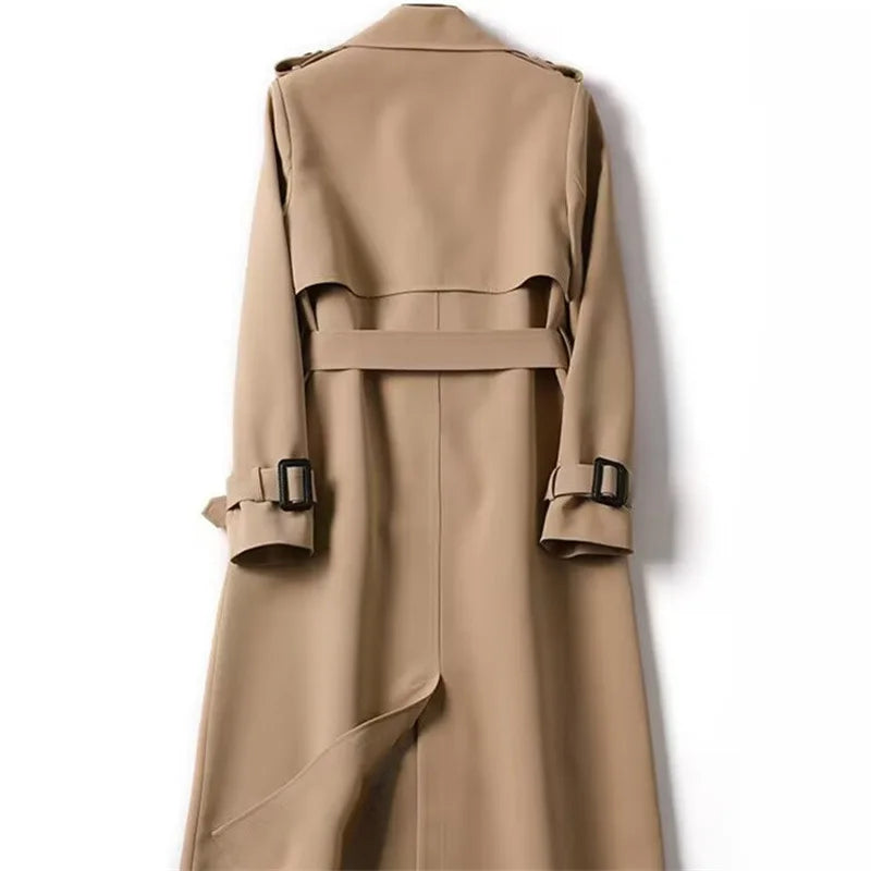 Trench long ceinturé beige