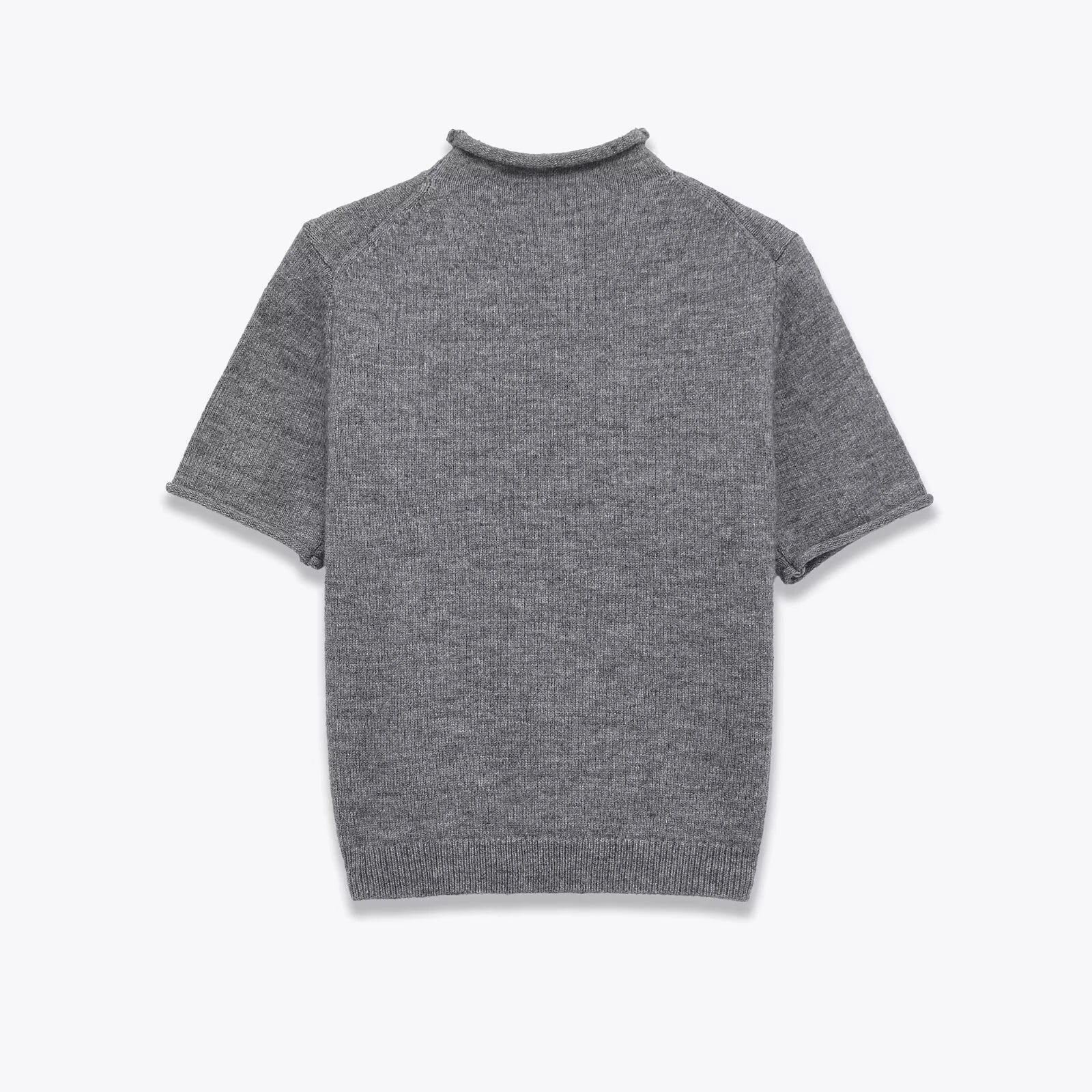 Pull manches courtes col montant gris