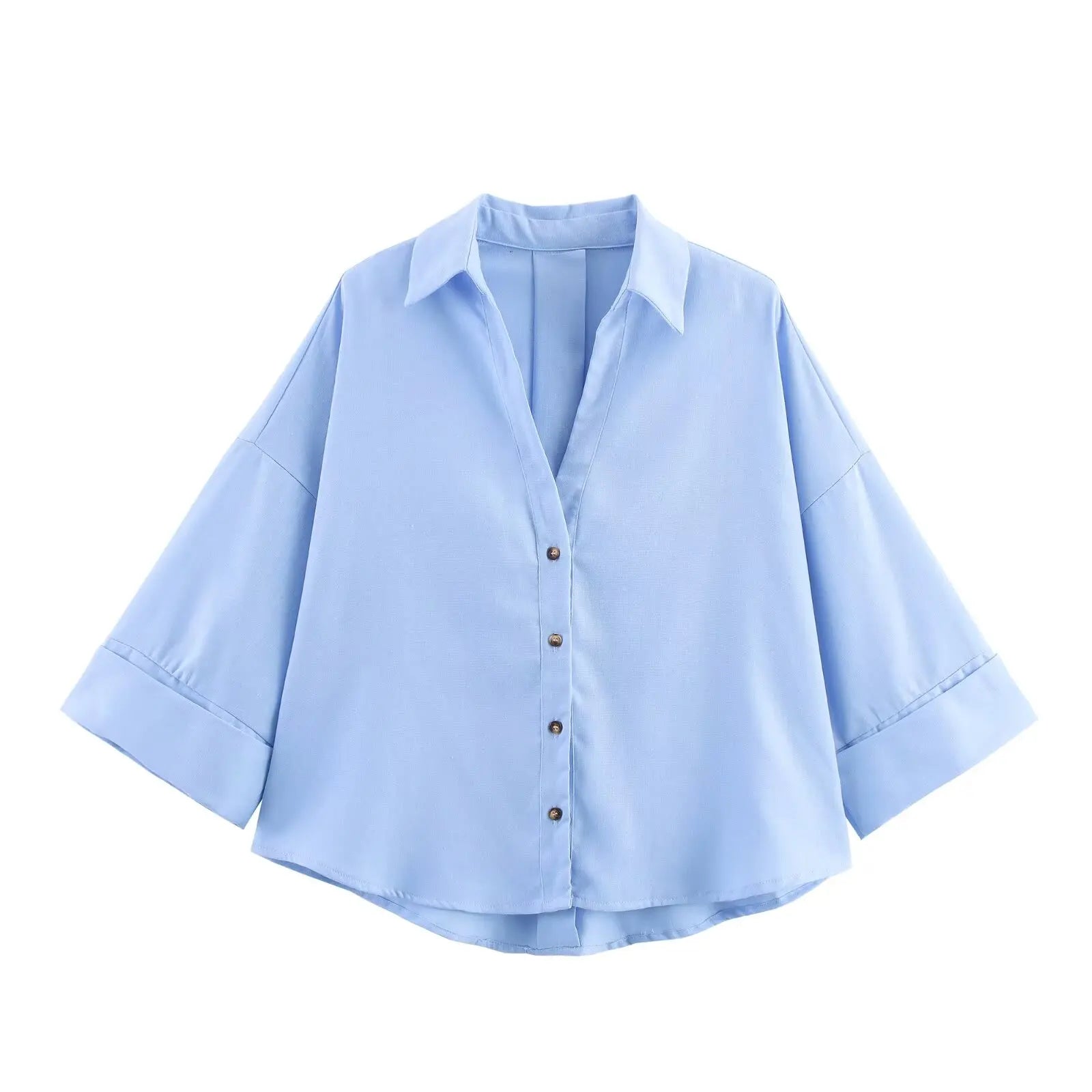 Chemise ample à manches larges bleu ciel