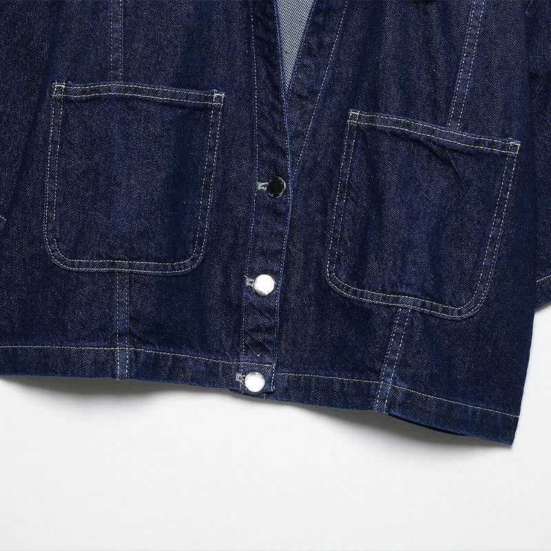 Chemise courte en denim bleu