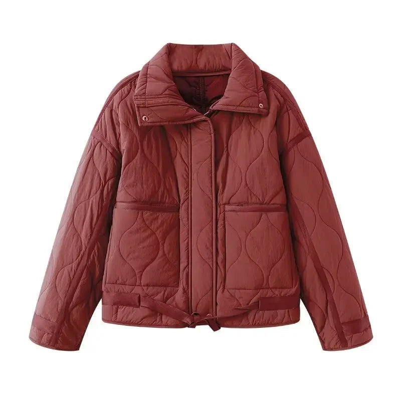 Veste matelassée à col montant bordeaux