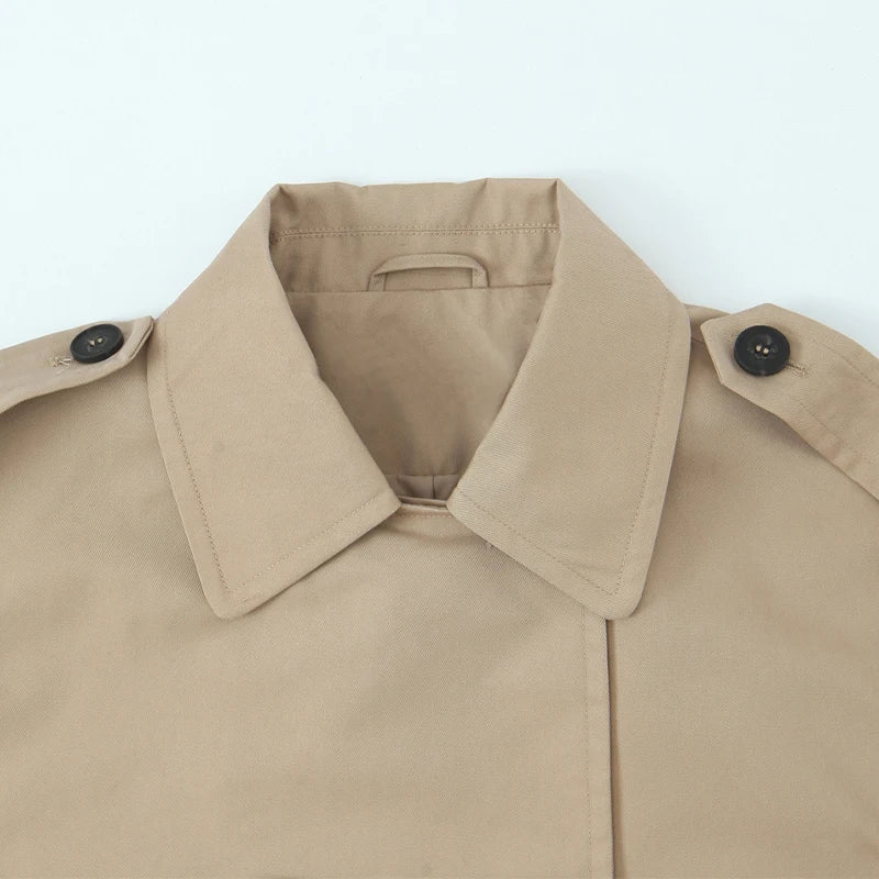 Trench court croisé beige