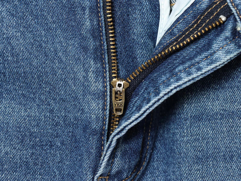 Jean ballon taille mi-haute bleu denim