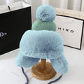 Fashion Lei Feng Hat For Women Autumn And Winter Trapper Earflap Ski Cap Female Thick Warm Beanie Hat Fur Pompom Russain Hat