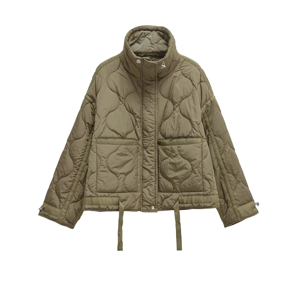 Veste matelassée à col montant vert olive