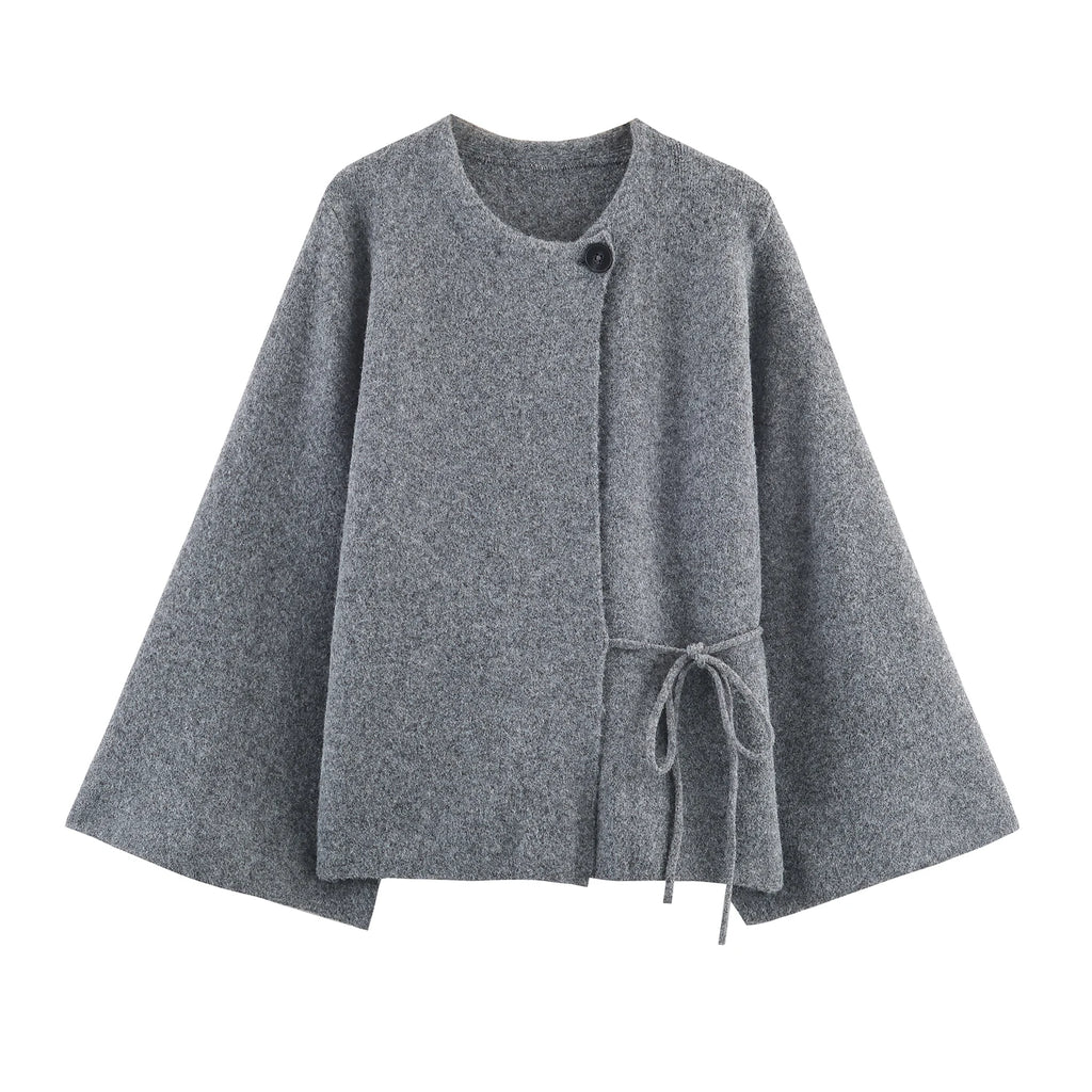 Gilet court à manches kimono gris