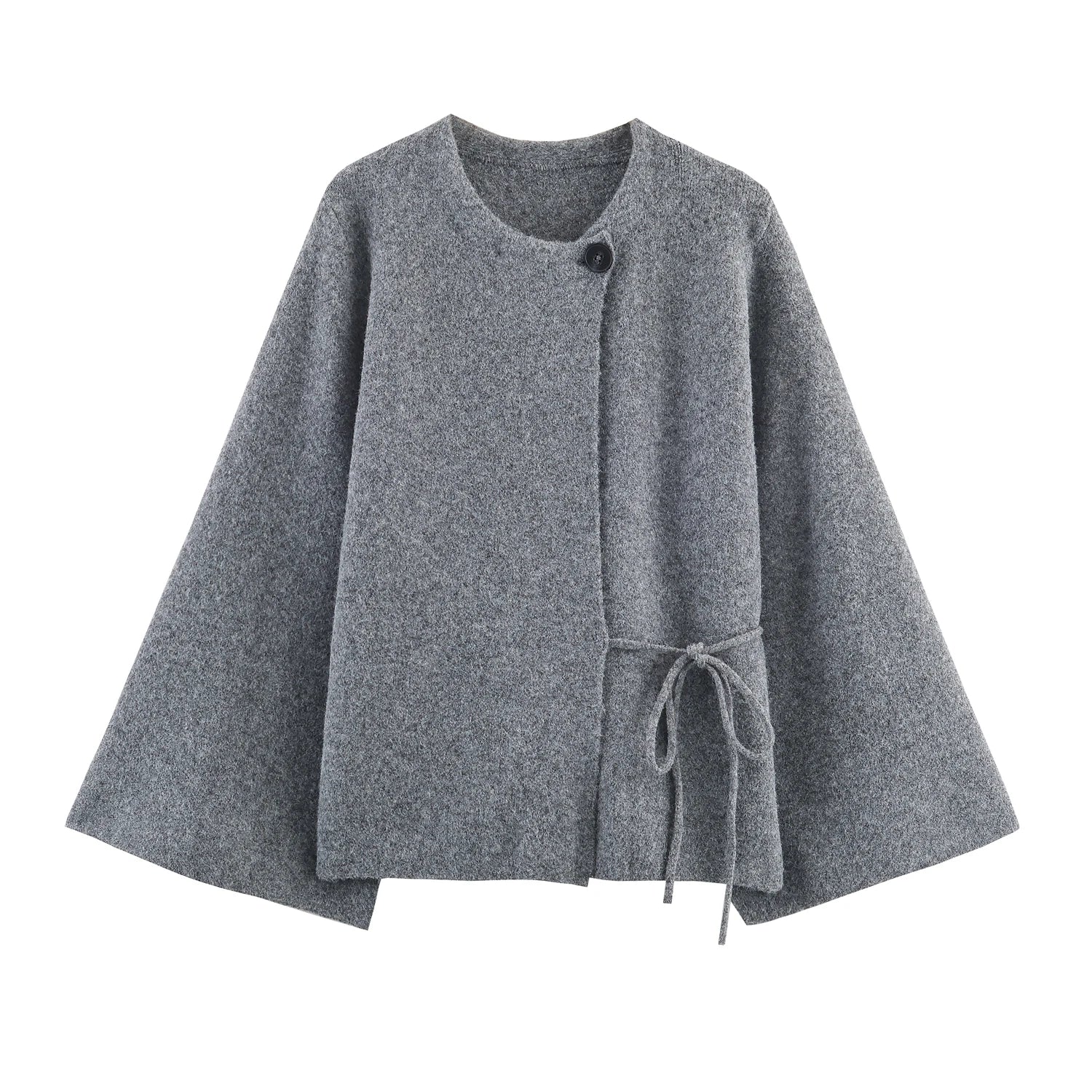 Gilet court à manches kimono gris