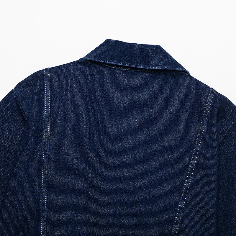 Chemise courte en denim bleu