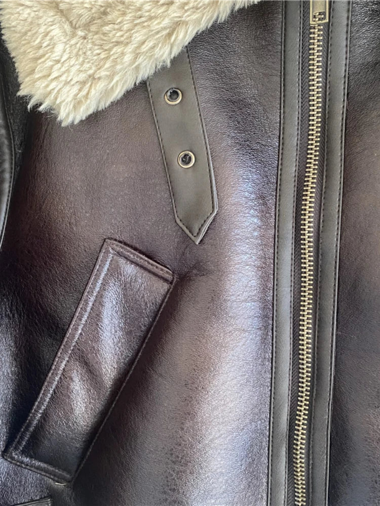 Veste courte esprit motard marron