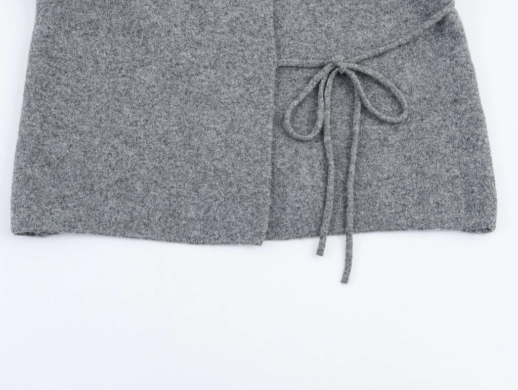 Gilet court à manches kimono gris