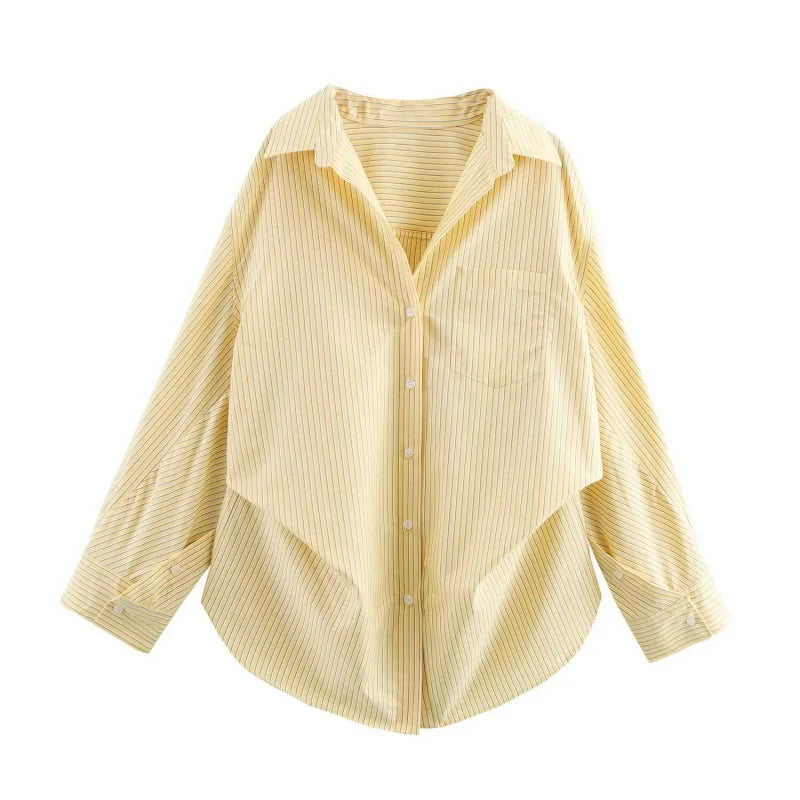 Chemise rayée jaune à col classique