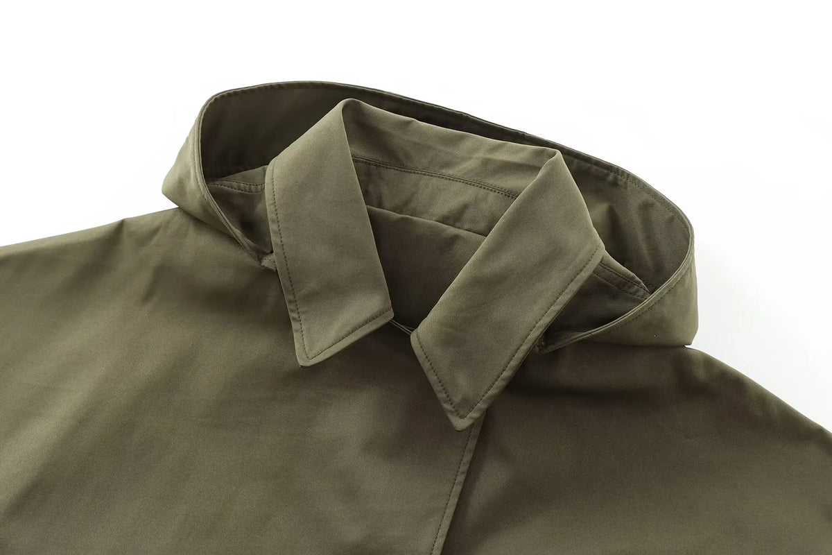 Veste courte à capuche vert olive