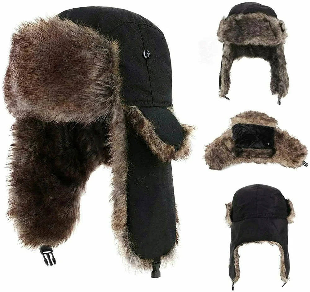 Winter Mens Ushanka Trapper Hat Russian Trooper Ear Flap Cap Earflap