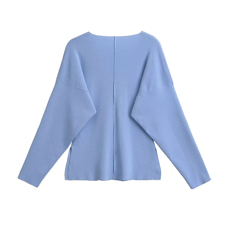 Gilet boutonné à col V bleu ciel