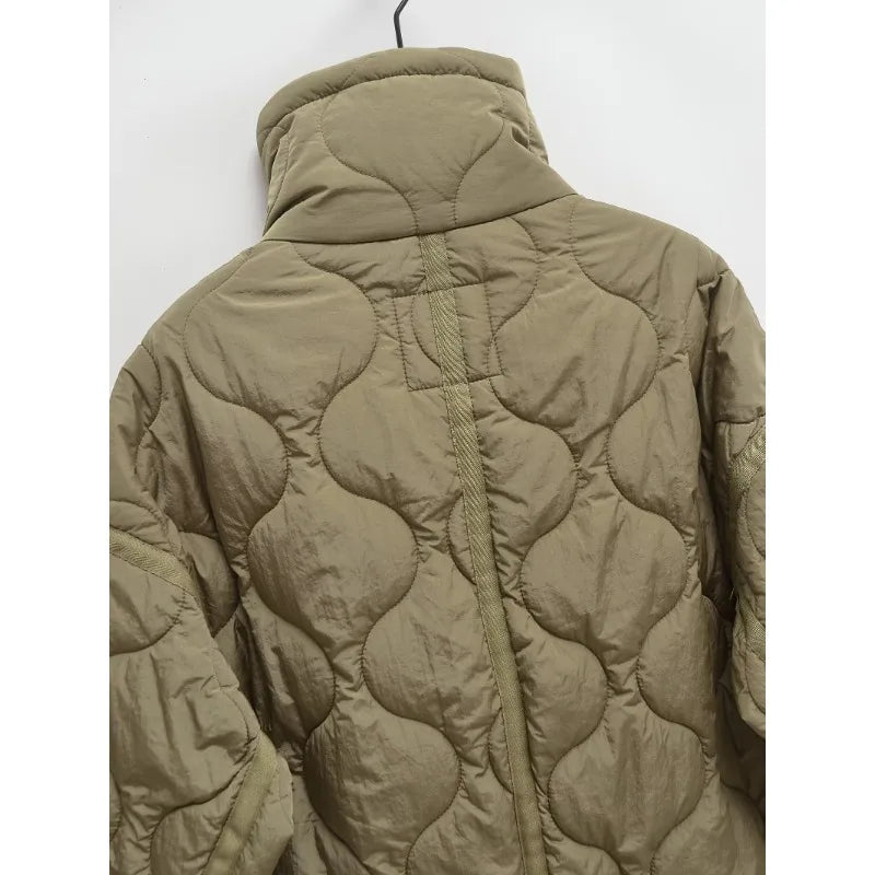 Veste matelassée à col montant vert olive