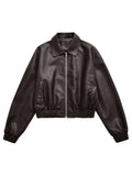 Bomber oversize à col chemise marron