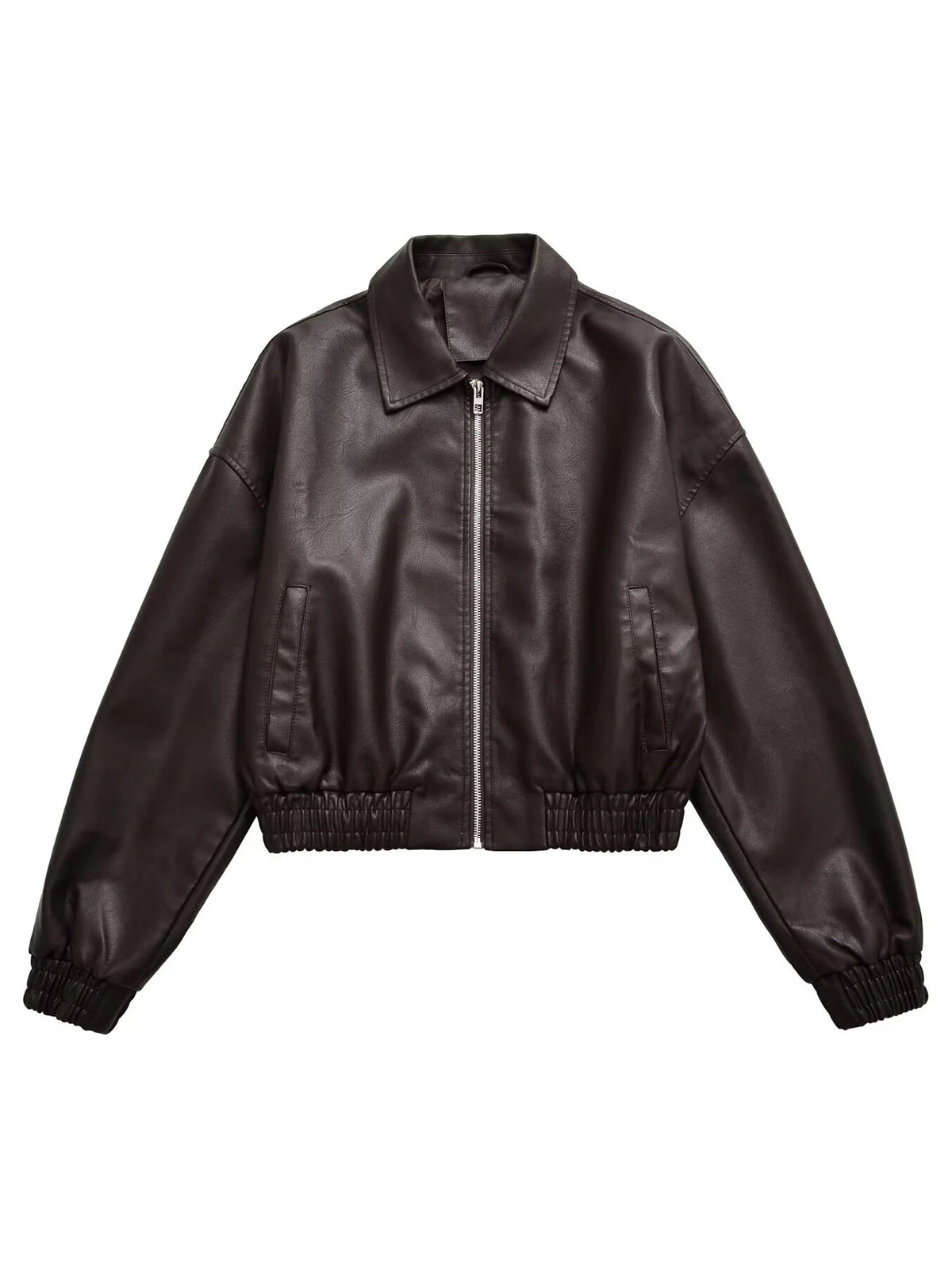 Bomber oversize à col chemise marron