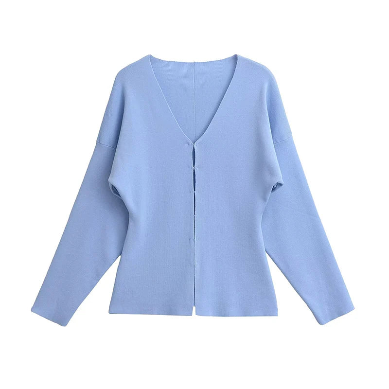 Gilet boutonné à col V bleu ciel