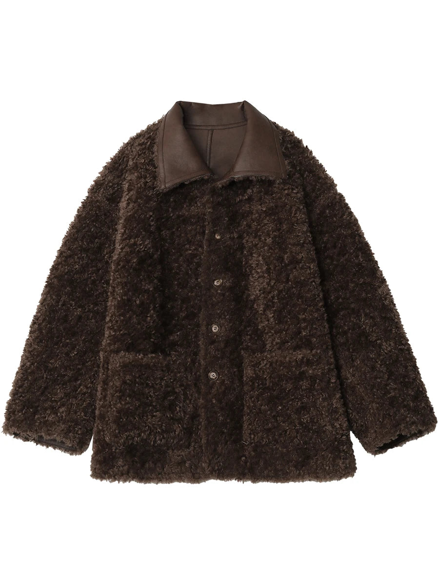 Manteau oversize réversible marron moka