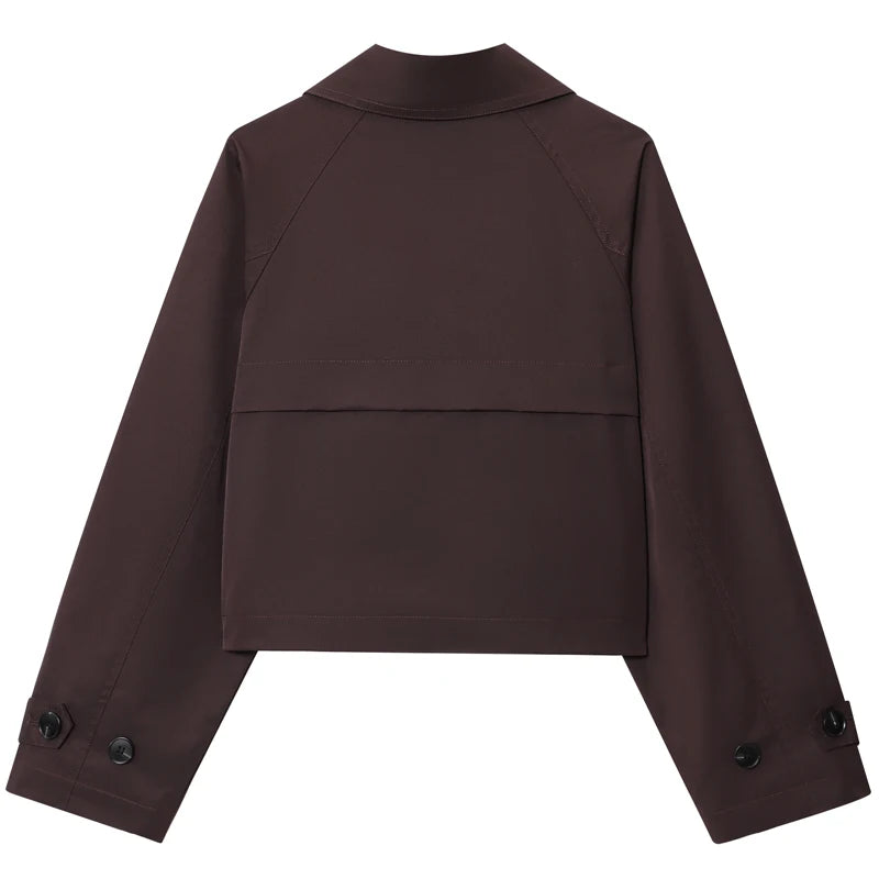 Trench court croisé marron chocolat
