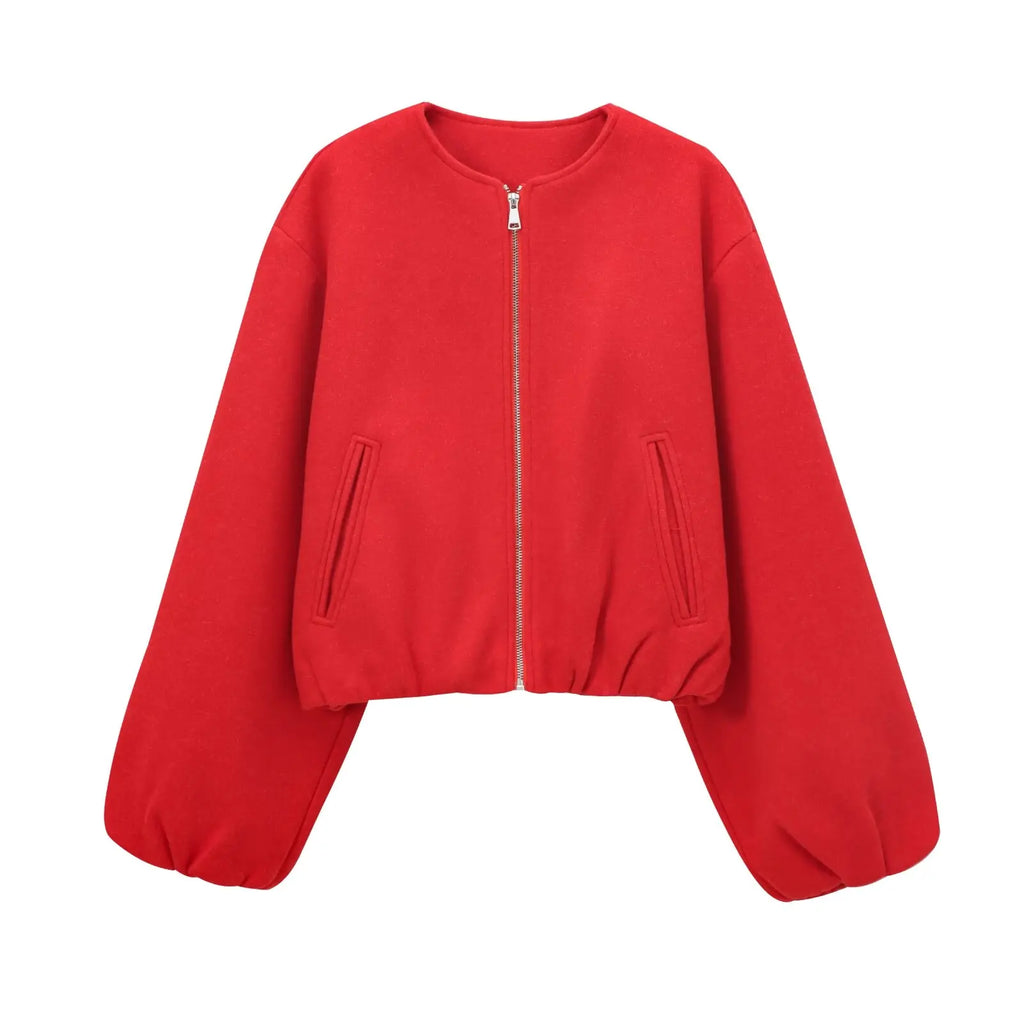 Bomber court zippé rouge