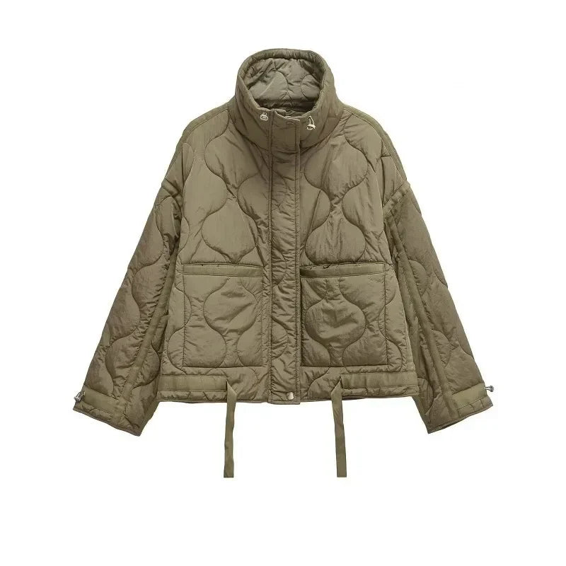 Veste matelassée à col montant vert olive