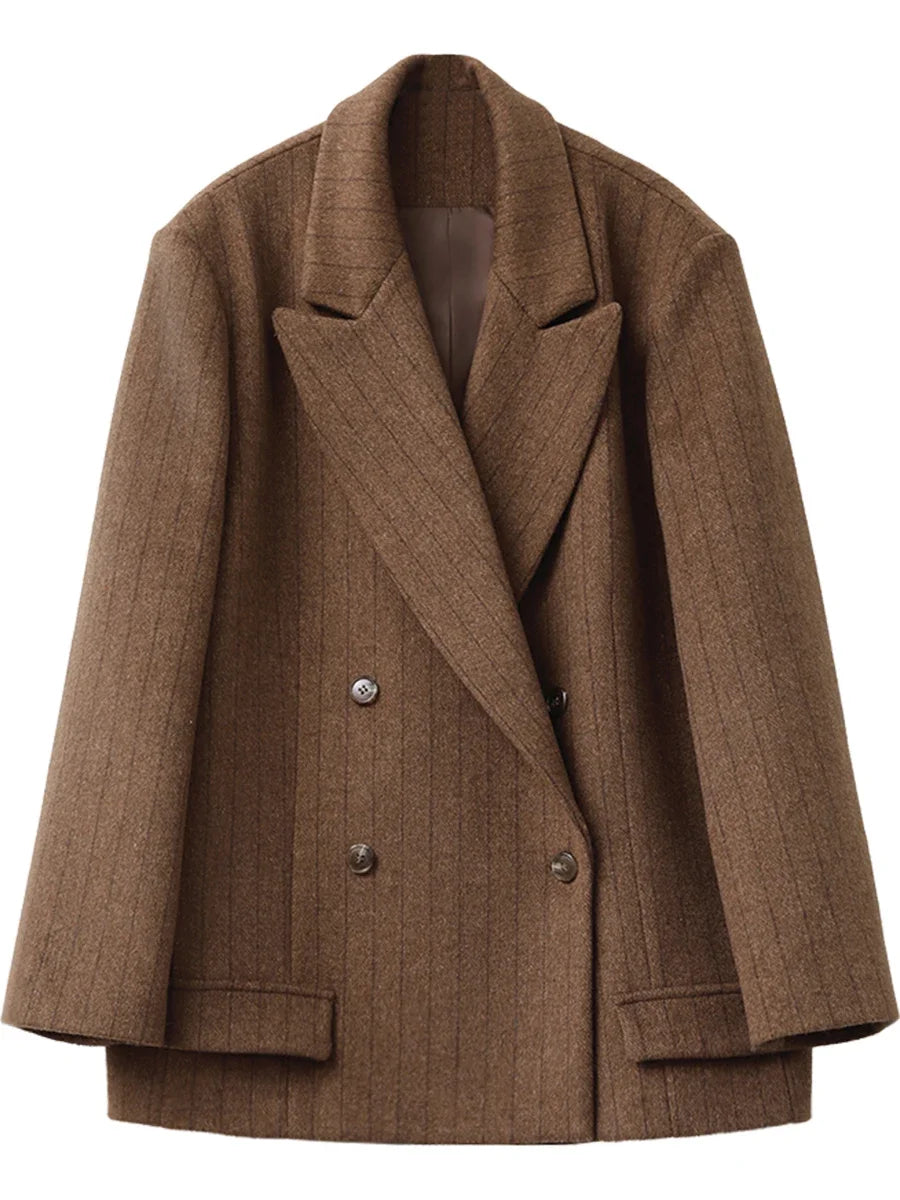 Blazer oversize en laine marron