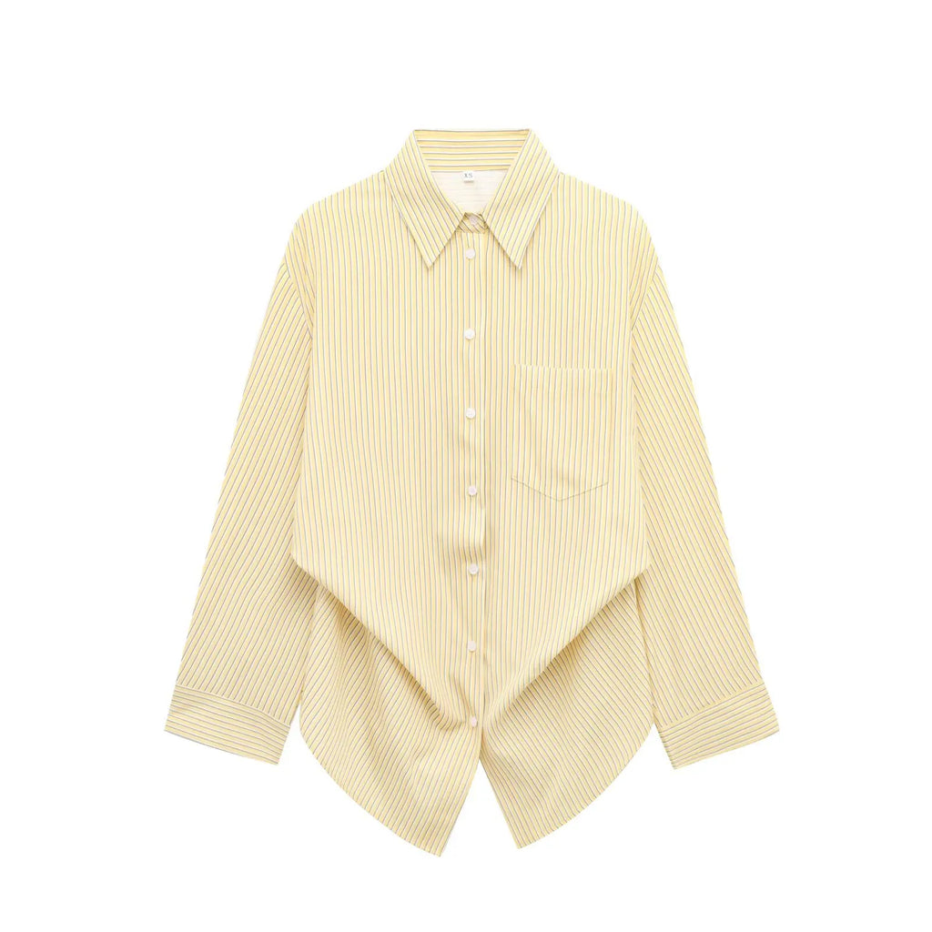 Chemise rayée jaune à col classique