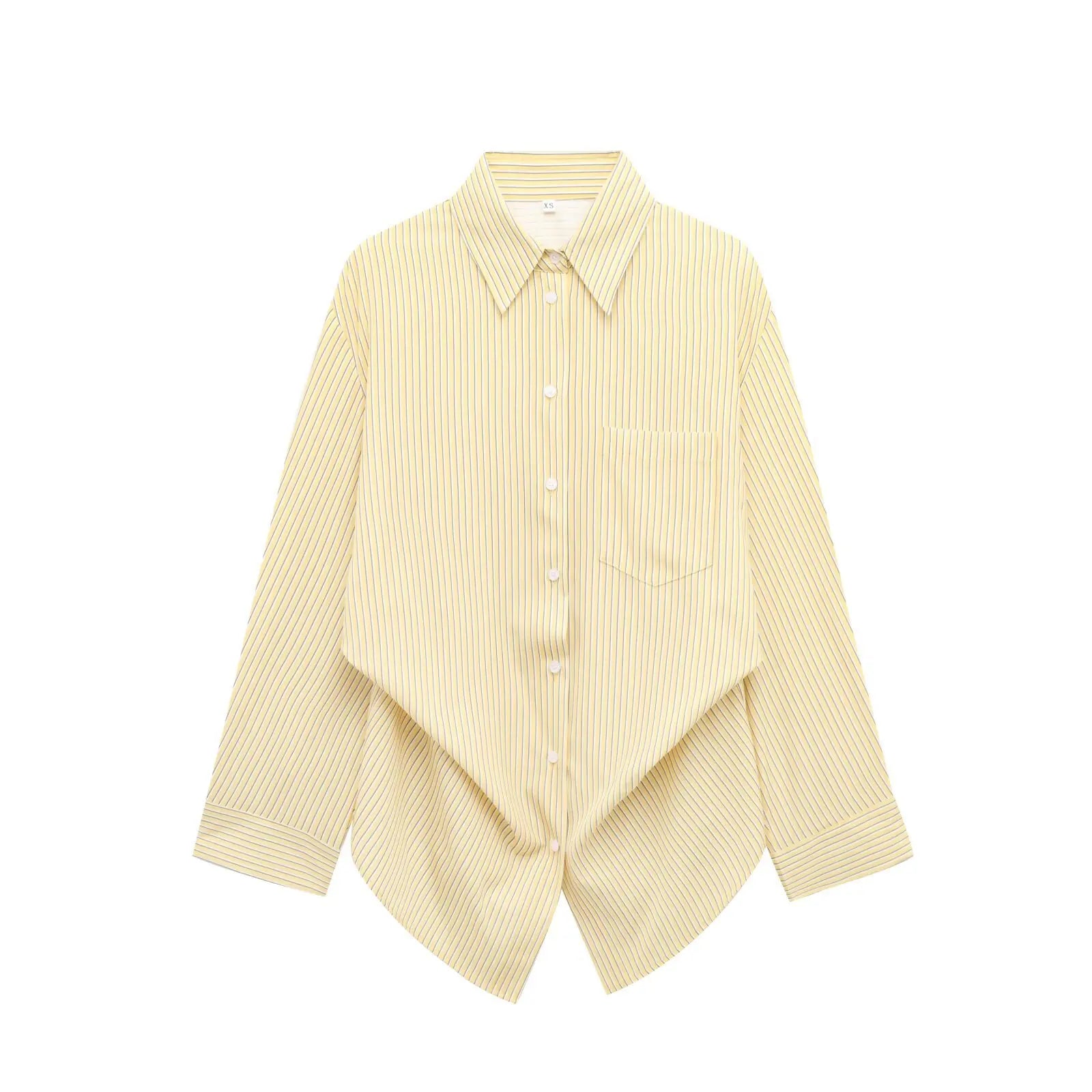 Chemise rayée jaune à col classique