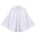 MUJER Striped Women's Shirt White Loose Casual Shirts for Women Summer Button up Shirts and Blouses Woman Wide Sleeve Ladies Top