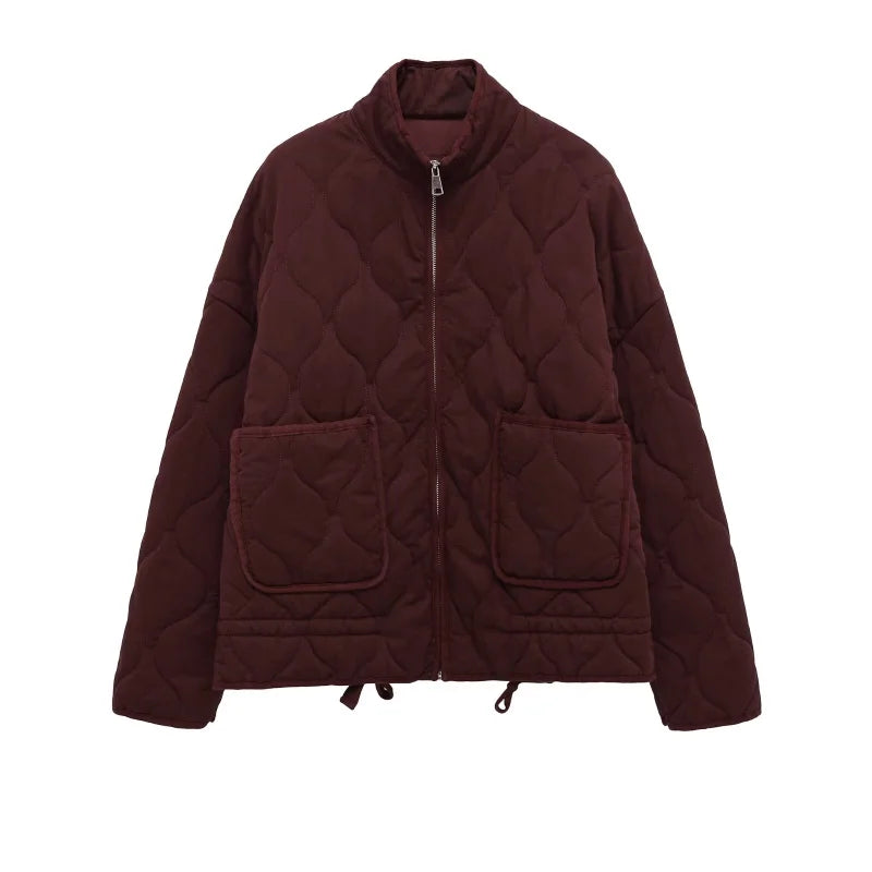 Veste matelassée à col montant bordeaux