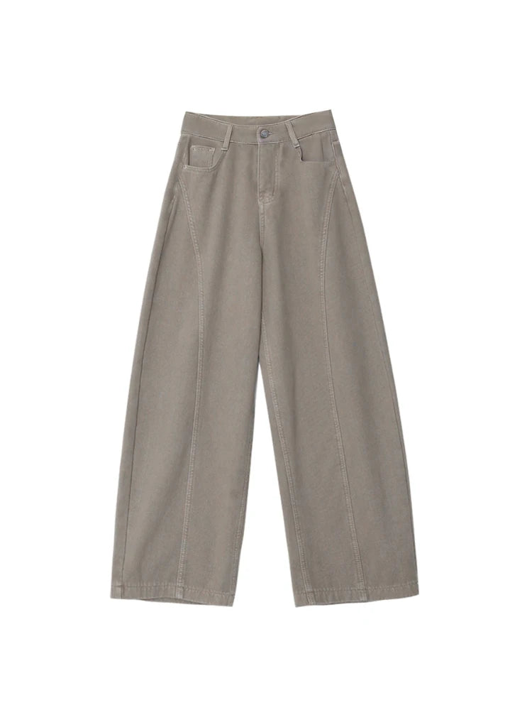 Jean large taille haute gris denim
