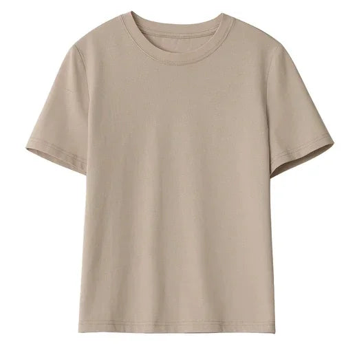 T-shirt basique à col rond marron
