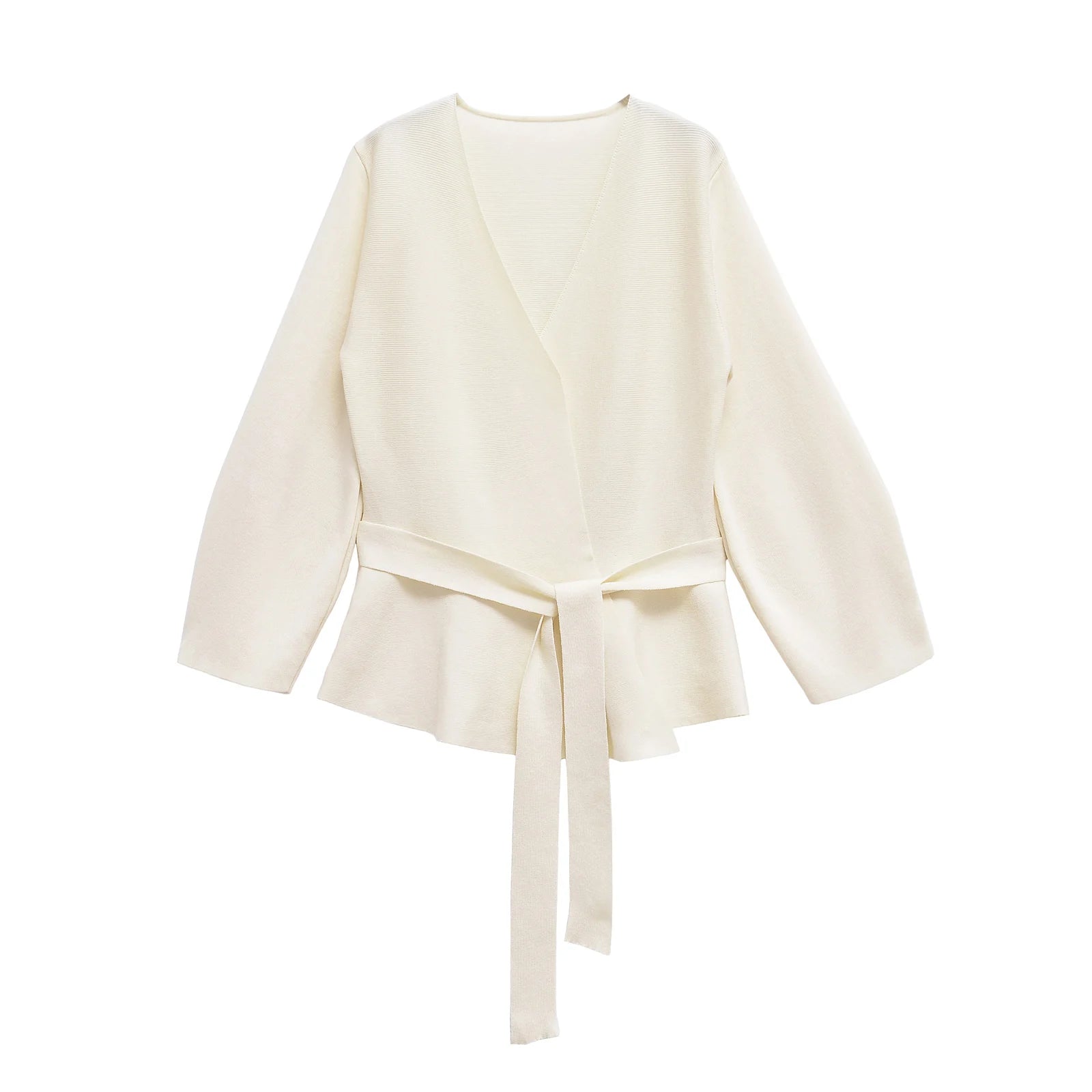 Blazer ceinturé à col V blanc