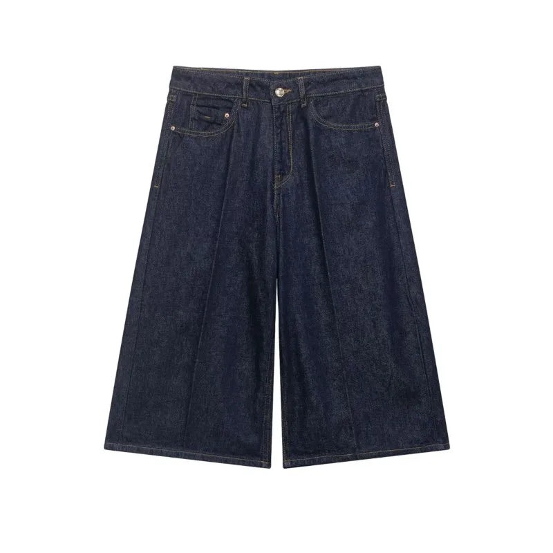 Jean culotte large bleu denim