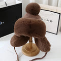 Fashion Lei Feng Hat For Women Autumn And Winter Trapper Earflap Ski Cap Female Thick Warm Beanie Hat Fur Pompom Russain Hat