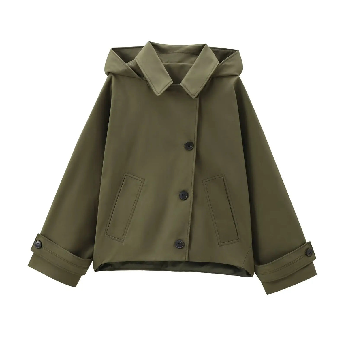 Veste courte à capuche vert olive
