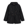 Veste matelassée à capuche noire cintrée