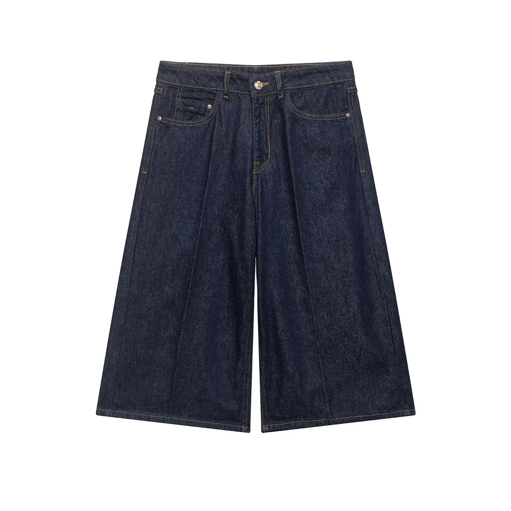Jean culotte large bleu denim