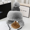 Fashion Lei Feng Hat For Women Autumn And Winter Trapper Earflap Ski Cap Female Thick Warm Beanie Hat Fur Pompom Russain Hat