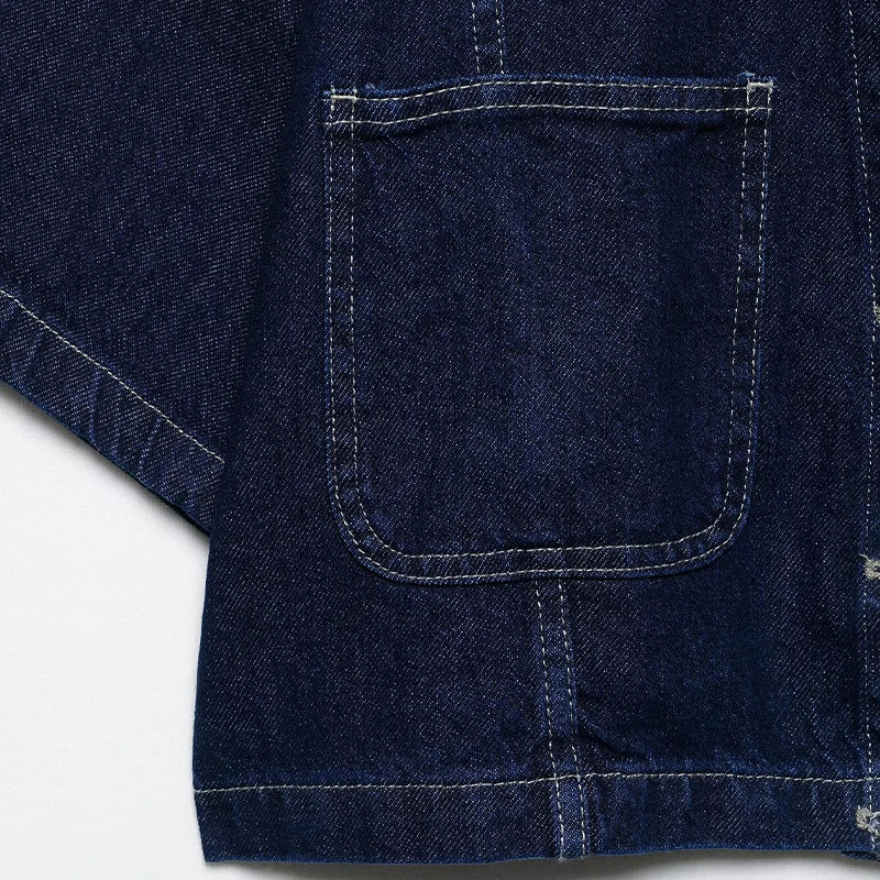 Chemise courte en denim bleu