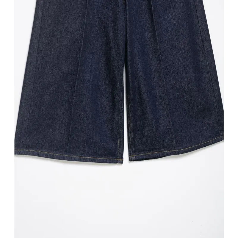 Jean culotte large bleu denim