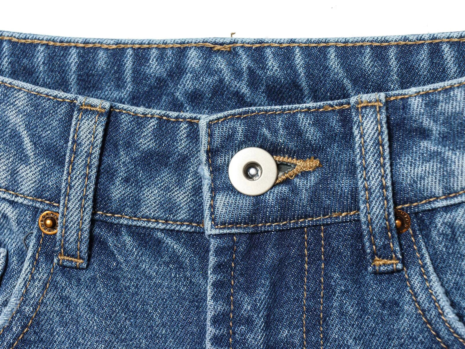 Jean ballon taille mi-haute bleu denim