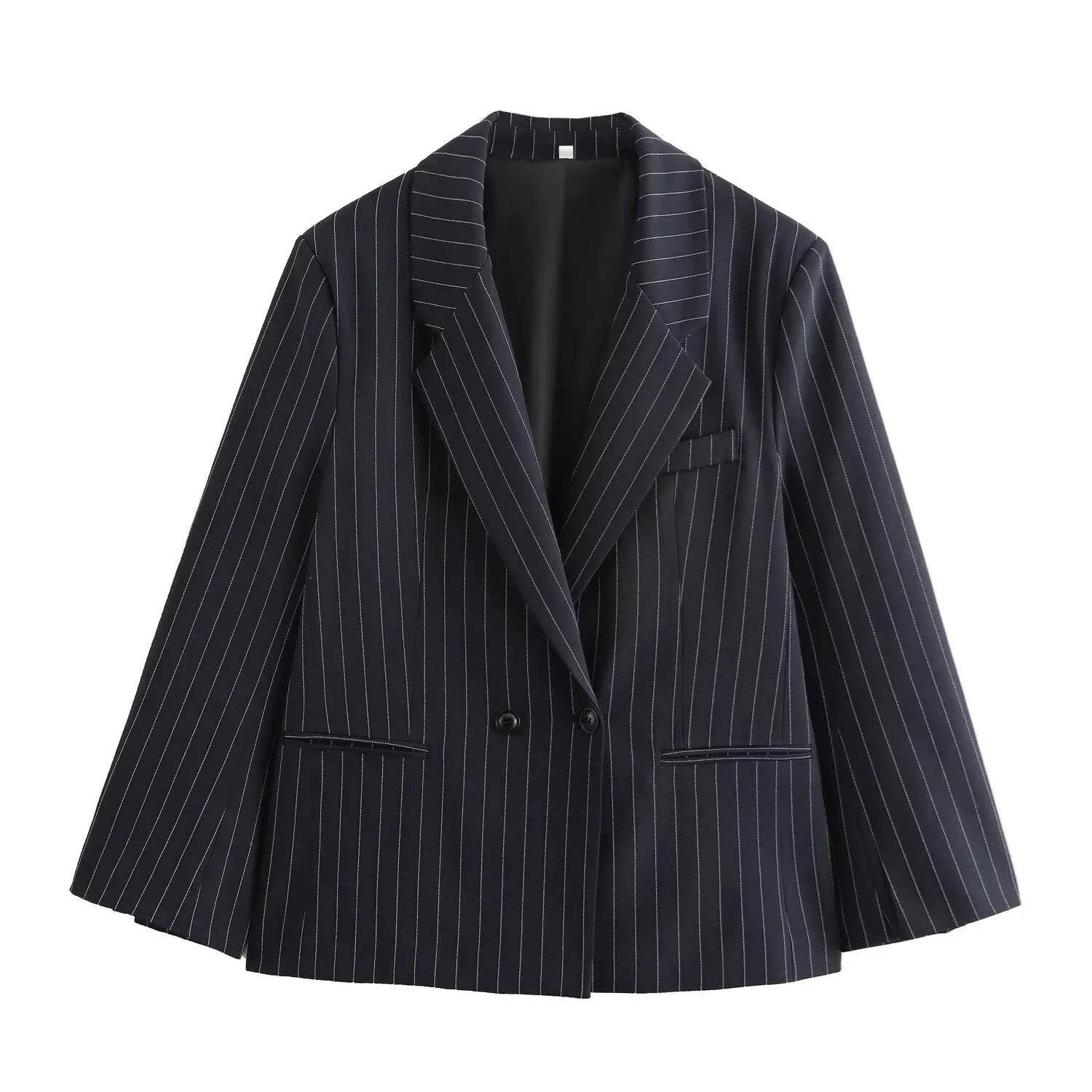 Blazer croisé à rayures bleu marine